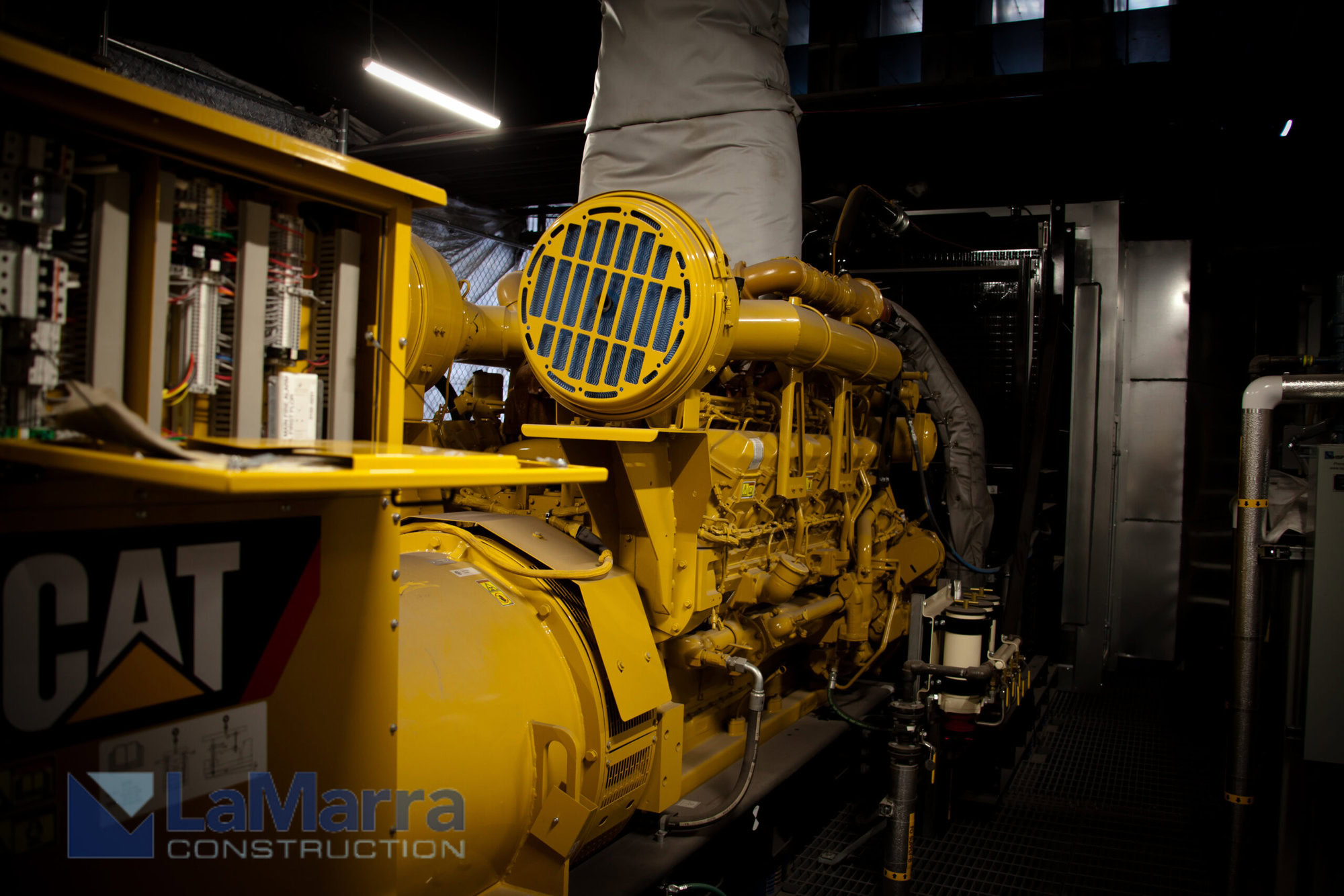 a large yellow machine in a room.